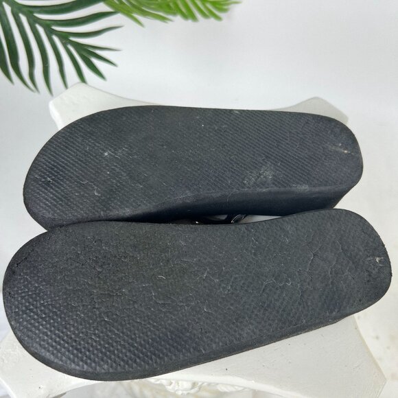 Vintage Y2K Black Rhinestone Embellished Grunge Chunky Platform Flip Flops / 6 - Picture 5 of 6